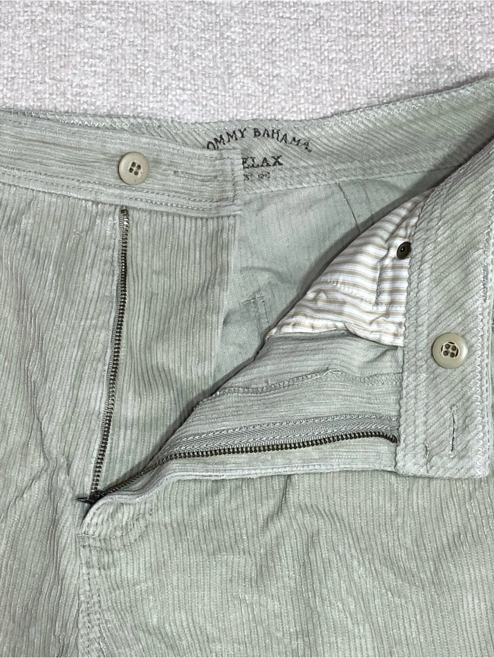VTG Tommy Bahama Relax Men's Shorts 36 Tan Silk Cotton Blend Corduroy Flat Front